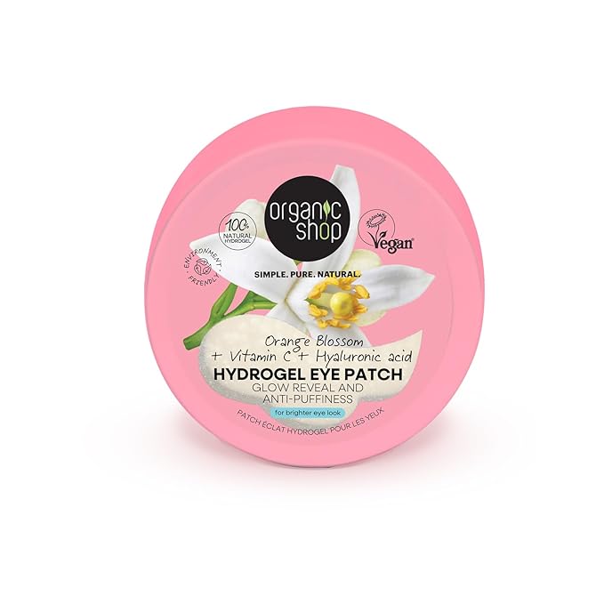 Hyaluronic Acid & Vitamin C Hydrogel Eye Patches for Dark Circles, Anti Puffiness, Deep Hydration, Fight Wrinkles & Fine Lines, Dark Spots, Texture Repair 100% Vegan & Organic. 60 Pcs