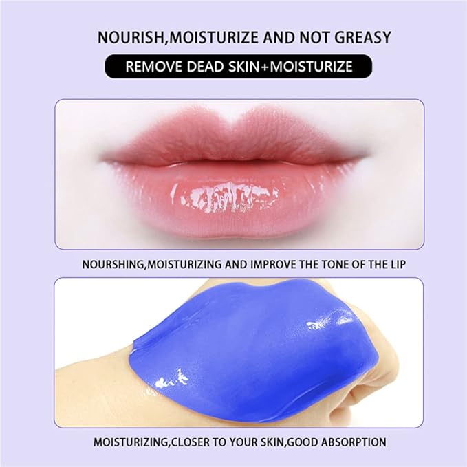 Charm Kiss 20Pcs Moisturizing Lip Mask, Lip Sleep Mask Reduces Lip Lines and Restores Moisture, Lip Mask Effectively Nourishes the Lip Skin, Gel Treatment Lip Masks Plumping Lips Mask Lip Care Products (Blue)