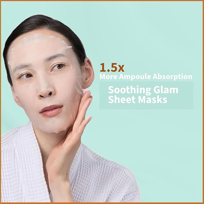 YoungMe Soothing Glam Facial Sheet Mask – 6-Pack | Hydrating & Moisturizing Korean Skin Care for Sensitive & All Skin Types