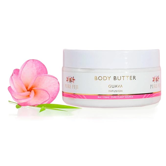 PURE FIJI Body Butter - Moisturizer Body Butter Cream - Face Cream and Body Lotion for Dry Skin with Natural Oils & Vitamin E, Body Butter For Women for Men, Guava, 8oz