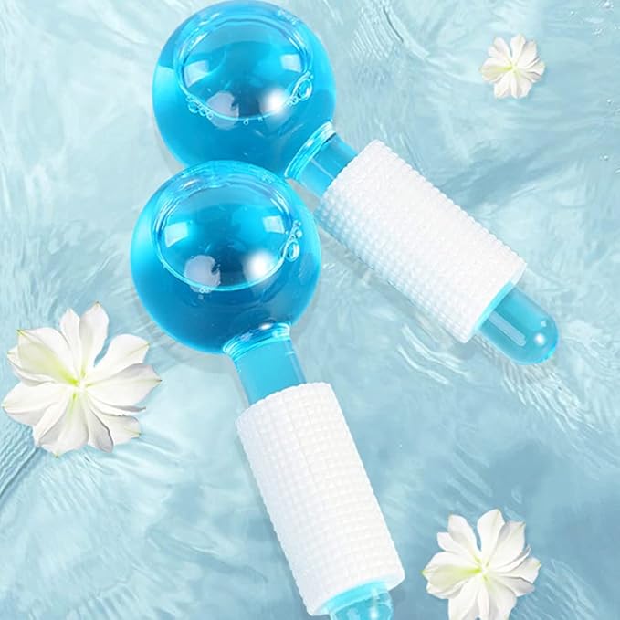 2pcs Beauty Crystal Ball Facial Cooling Puck for Face and Eye Massage Massage Tool (blue)