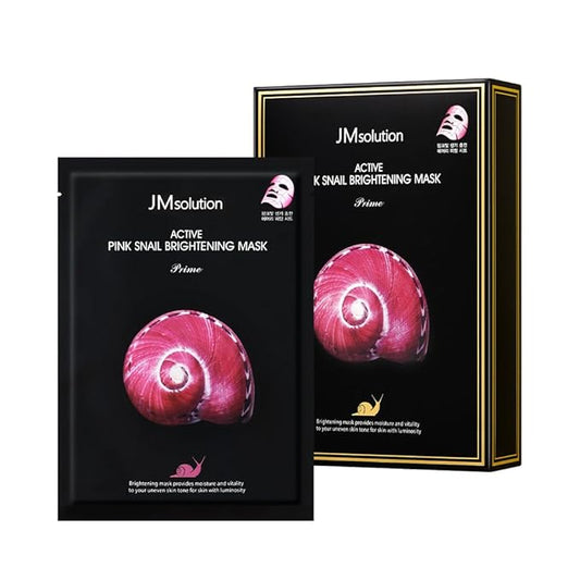 JM Solution Marine Luminous Pearl Deep Moisture 3 Step Skin Care Face Mask - Korean Skincare Facial Mask - boosting Brightening Moisturizing-10 Sheets for Dry Skin (Pink Snail)