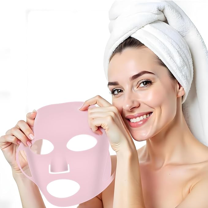 6 Pcs Reusable Face Mask Cover Silicone Skin Mask Set Moisturizing 3D Face Wrap Prevent Evaporation Masks Hot Cold Ice Mask Rubber Face Mask Spa Tool for Sheet Women Skincare Beauty