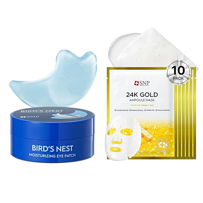 SNP [K Beauty Bird's Nest Aqua Eye Patch & 24K Gold Ampoule Sheet Mask