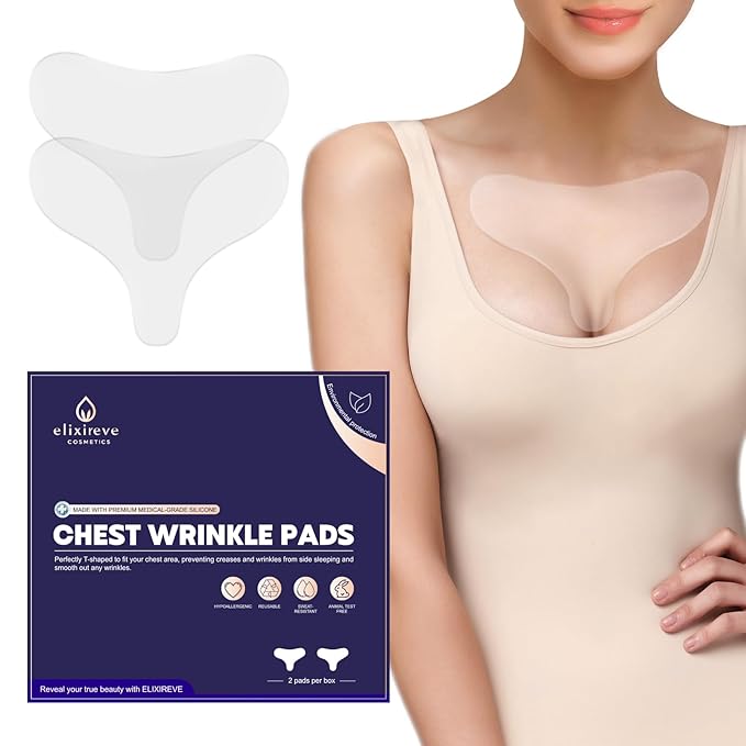 Silicone Chest Wrinkle Patches Reusable, Chest Pads for wrinkles Overnight, Safe Anti Wrinkle, Wrinkle Reducing Patche, 2 Patches