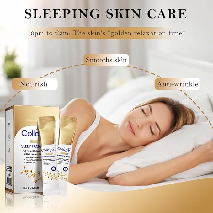 10X Collagen Anti-Aging Sleep Mask – Active Protein Technology – Intensive Hydration, Reduces Sagging & Dullness, Skin Care, Smooth & Whitilight, Cruelty-free (20PCS-Sleep Facial Mask)
