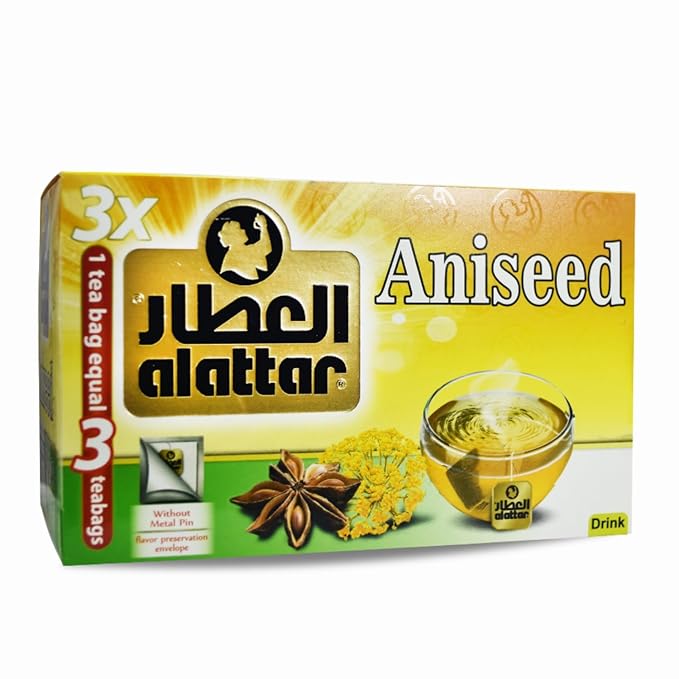 AlAttar Drink Herbal Anise Tea (20 Bags) Anis Aniseed Herbals Herb Herbs No Artificial Coloring No Additives Non Gmo Kosher Halal العطار ينسون