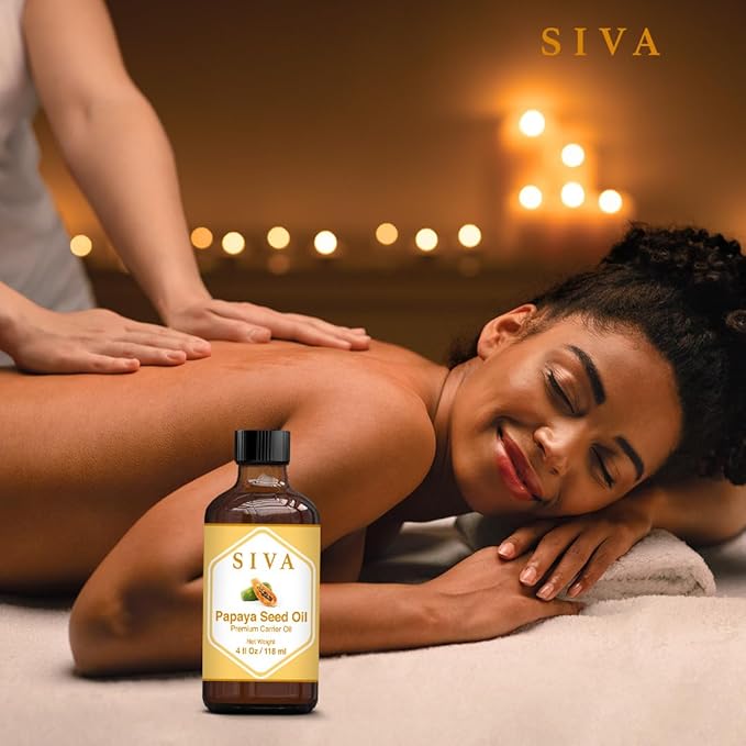 SIVA Papaya Seed Oil 4oz (118ml) Premium Cold-Pressed Carrier Oil With Dropper For Face, Skin Care, Body Massage, Hair Care, Hair Oiling & Scalp Massage