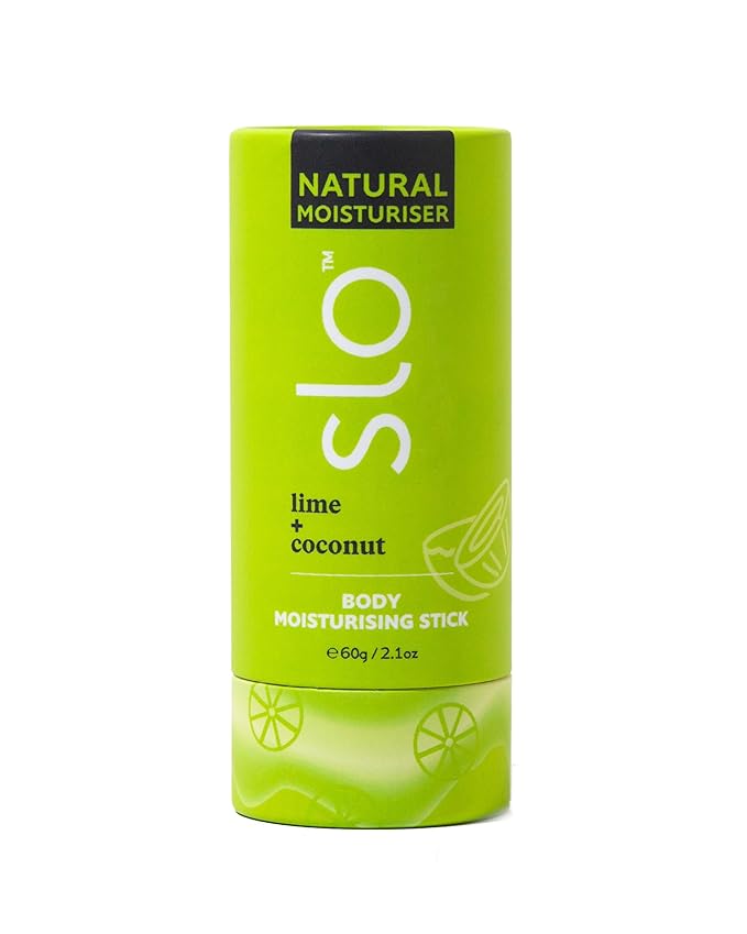Slo | Natural Moisturising Stick - All Natural Ingredients, Vegan & Cruelty Free, Hydrating, Plastic Free, Paper Packaging | Lime + Coconut, (2.11oz/60g)