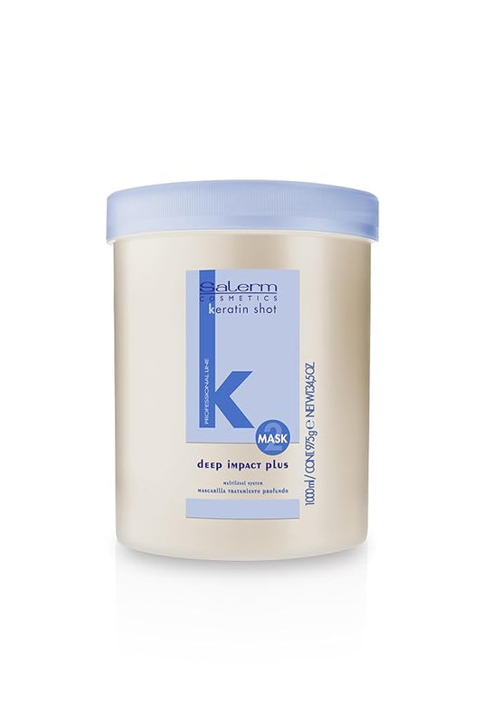 SALERM - Hydrating Hair Mask - Deep Impact Plus - 1000 ml - Deep Hair Hydration - For Use After Keratin Shot + Keramix Treatment - Smooth and Straight Hair