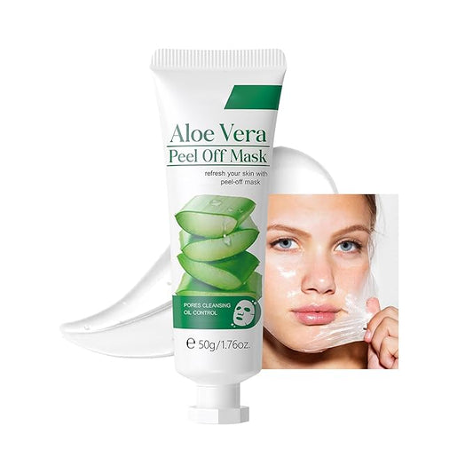 Aloe Vera Gel Peel Off Mask, Peel-Off Face Mask Gel - Natural Hydrating Aloe Vera Peel-Off Mask Long-lasting Moisturizing & Locks in Moisture for Dry, Oily & Sensitive Skin, 1.76Oz
