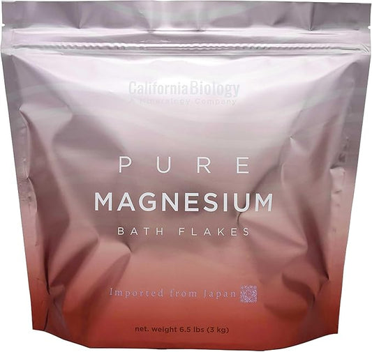 CB California BIOLOGY - Magnesium Flakes - Body & Foot Bath Soaks, Japanese Pure Magnesium Chloride, Epsom Salts Alternative, High Absorption Natural Support for Muscles Wellness & Relaxation, 6.5lbs