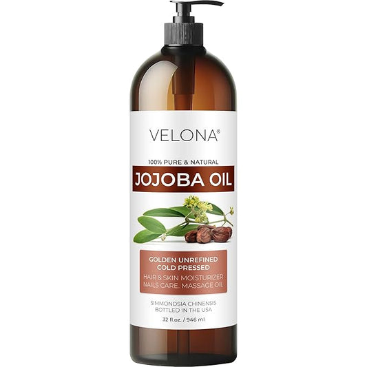 velona Jojoba Oil - 32 fl oz (with Pump) | 100% Pure and Natural | Golden, Unrefined, Cold Pressed, Hexane Free