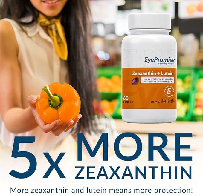 EyePromise Zeaxanthin + Lutein Eye Vitamin - 60 Softgels Capsules Made with Natural Ingredients for Diets Including Gluten Free and Vegetarian - Protect & Enhance Your Eye Health Completely