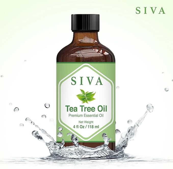 SIVA Tea Tree Essential Oil - 4 Fl Oz – Natural Tea Tree Oil - for Diffuser, Face, Skin Care, Aromatherapy, Hair Care, Scalp and Body Massage - with Dropper