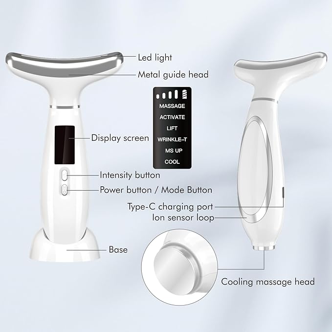 Red light therapy for face,Facial Massager,skin Care Tool,for Anti-Aging, at home,Lifting and Tightening Sagging Skin (Pearl White)
