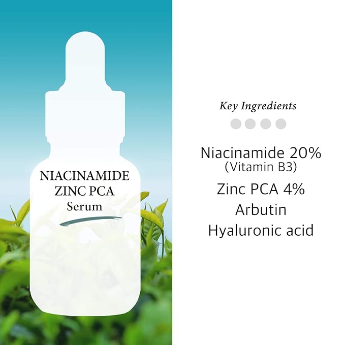 Niacinamide 20% + Zinc PCA 4% Serum for Face, Pore Reducer, Uneven Skin Tone Treatment, Diminishes Acne Prone, Skin Balancing Pore Reducing, Restores Elasticity, 1 Fl Oz (30ml)