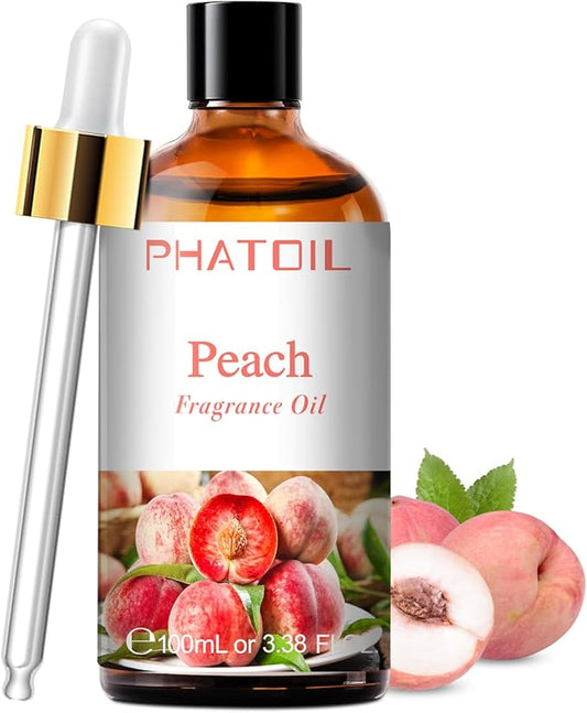 3.38FL.OZ Peach Fragrance Oils for Aromatherapy, Essential Oils for Diffusers for Home, Perfect for Diffuser, Yoga, Skin Care, DIY Candle and Soap Making - 100ml