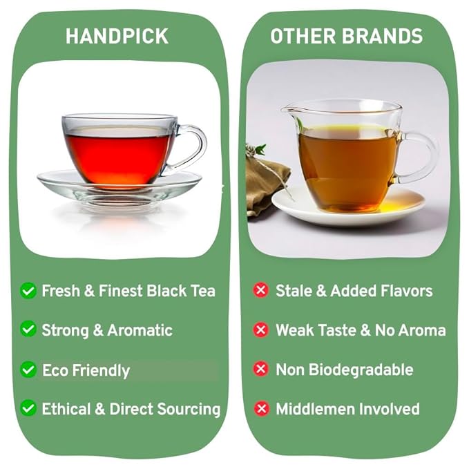 HANDPICK, Earl Grey Black Tea Bags (100 Count) Double Bergamot Oil | Caffeinated, Earl Grey Tea Bags | Flavoured With Citrus and Bergamot Brew Hot/Iced Tea with or without milk