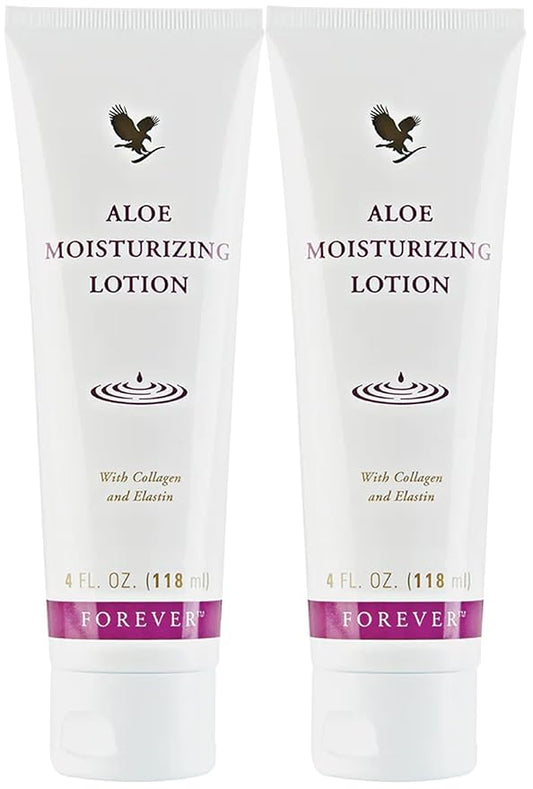 Forever Living - Aloe Moisturizing Lotion Duo - Deep Hydration with Collagen - Silky Smooth Texture - Gluten-Free Hand and Body Formula Pack of 2