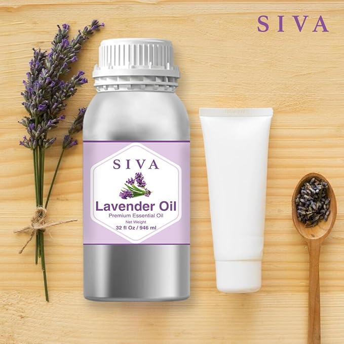 Siva Lavender Essential Oil – 32 Fl Oz – 100% Natural Lavender Oil - for Diffuser, Hair Care, Face, Skin Care, Aromatherapy, Scalp and Body Massage, Soap and Candle Making