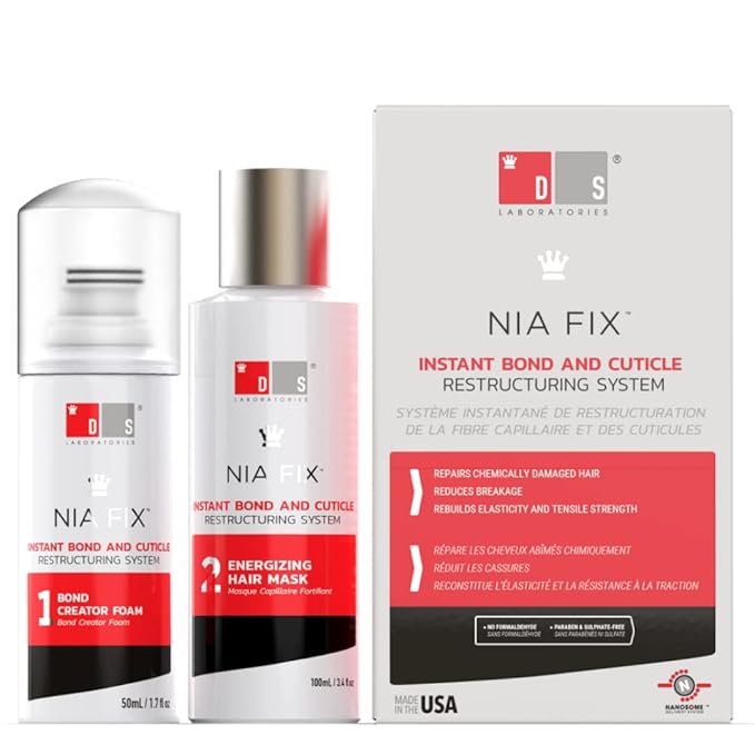 DS Labs Nia Fix Bond Repair Treatment - Repairs Dry, Damaged Hair, Split Ends, Reverse Damage from Bleach, Color, Chemical Services and Heat