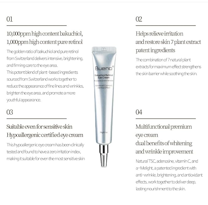 Bakuchiol Retinol Eye Cream 0.7 fl.oz (20g) | Eye Cream for Dark Circles, Puffiness & Wrinkles