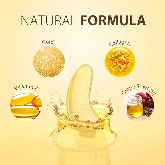 NEWGO Under Eye Mask Patches 20 Pairs Eye Gel Pads, 24K Gold Under Eye Pads Eye Mask Moisturizer Natural Collagen Eye Gels Reduce Wrinkles, Puffy Eyes, Dark Circles, Eye Bags