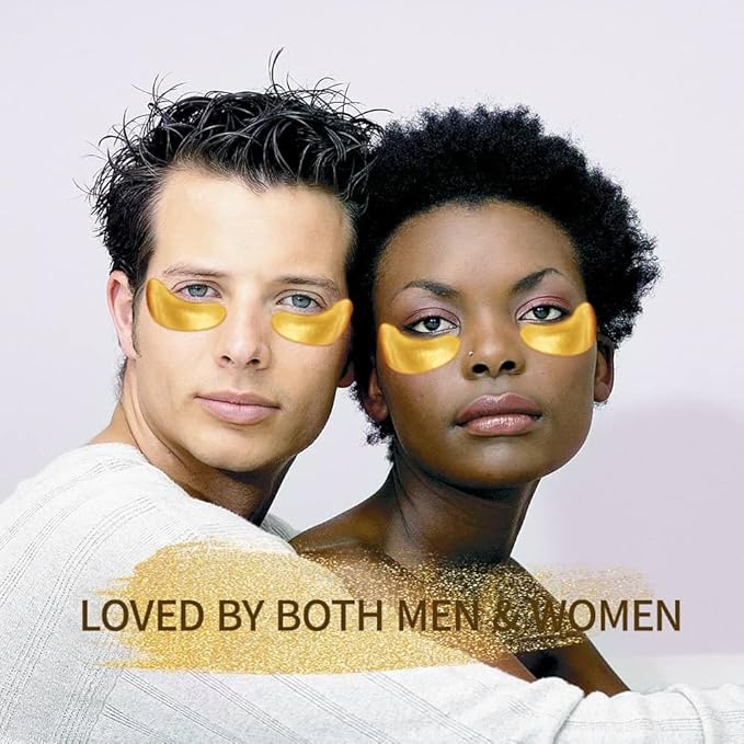 Golden Under Eye Patches (20 pairs) - Eyes Masks with Amino Acids, Collagen & Cooling Eye Care for Puffy Eyes, Dark Circles, Wrinkle Skincare Treatment for Men & Women
