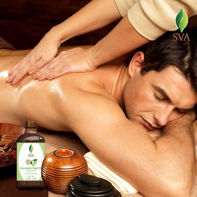 SVA Cucumber Seed Oil - 4 Fl Oz – 100% Natural Cold Pressed Cucumber Oil - for Face, Skin Care, Hair Care, Scalp Massage & Body Massage – Carrier Oil with Dropper