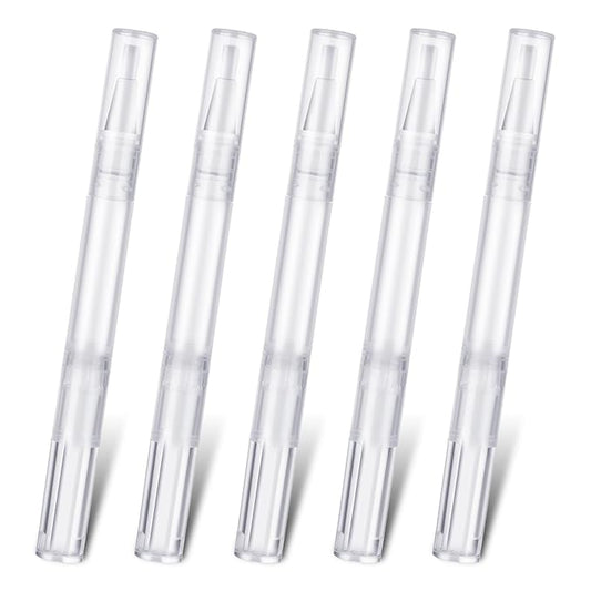 3 Ml Nail Oil Pen Cuticle Oil Pen Empty Transparent Twist Pens with Brush Tip Clear Dispenser Lip Gloss Tubes Brush Cosmetic Container Applicators for Nail Oil Eyelash Growth Liquid (5 Pack)