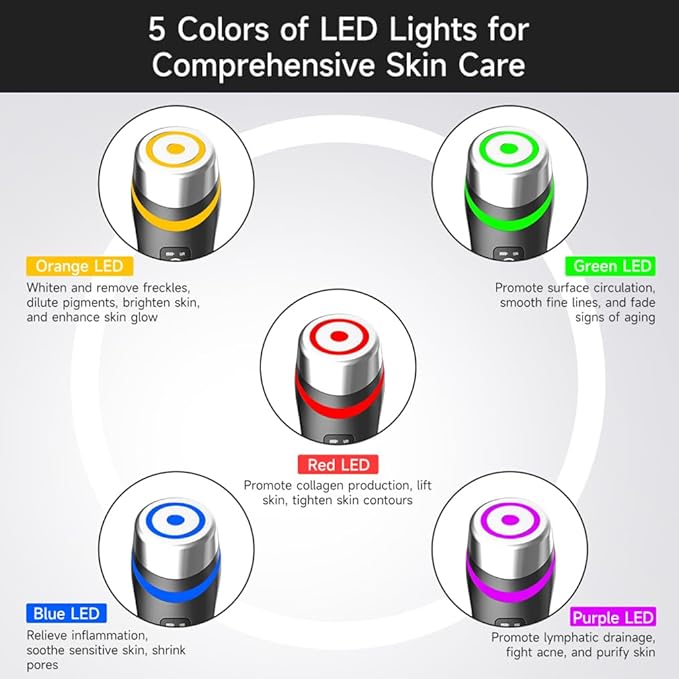 Upgraded Version | 6-in-1 Real Glass Glow Device | Looking Glass Skin with Enhanced Absorption, Radiance, Elasticity, Pore Care | LED Anti-Wrinkle Device | Skin Care Firming, Toning