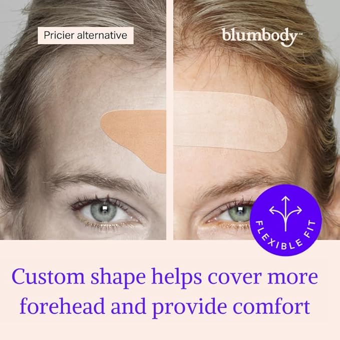 Blumbody Forehead Wrinkle Patches - Anti Wrinkle Facial Patches to Smooth Eyes & Forehead Wrinkles - Non-Silicone Face Tape for Fine Wrinkles between Eyes & Face - 50 Patches (Up to 60 day supply)
