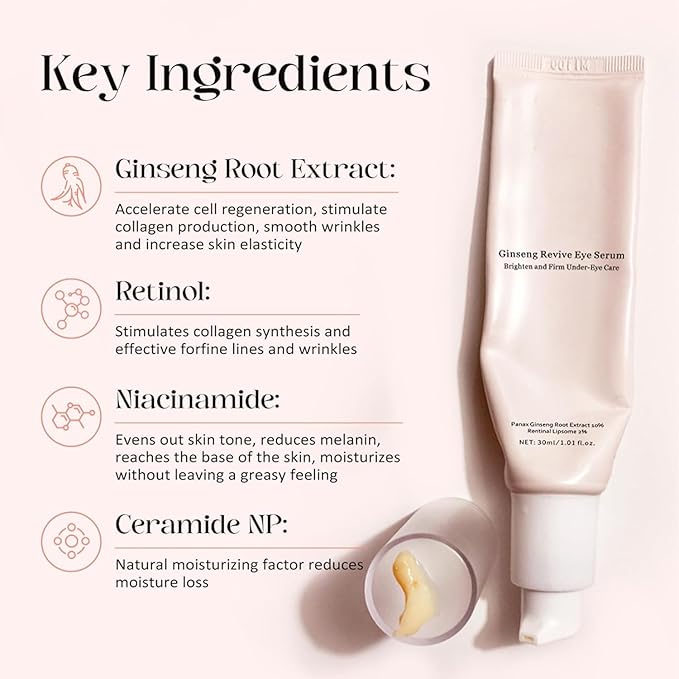 Revive Eye Serum, Anti-Aging Cream Eye Treatment, Visibly Smoothes Fine Lines, Daily Serum, Korean Skin Care, 30ml, 1 fl.oz
