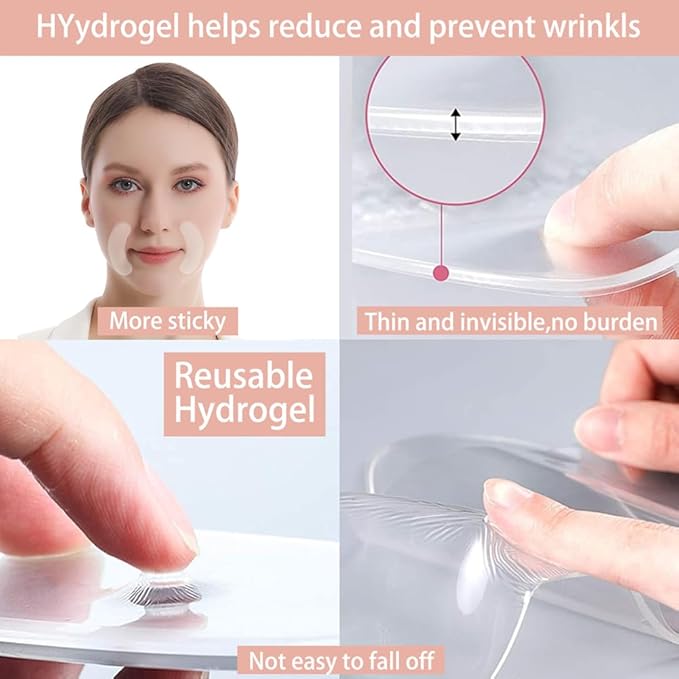 Smile Lines Wrinkle Patches Hydrogel, Reusable Anti-Aging Facial Patches for Mouth, Hypoallergenic Silicone Gel Sleep Face Tape, Smooth Fine Lines and Nasolabial Folds(Smile-3 Pcs)