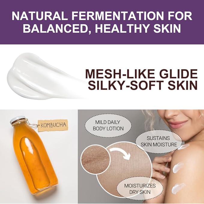 BALANCE YOUR BIOME Kombucha Glass-Skin Moisturizing Body Lotion, Fermented soybeans, barley, pear juice, pomegranate,12 types of Vitamin. pH balance, K-Beauty,16.9 fl.oz.500ml,No Silicone