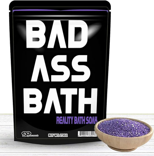 Badass Bath Soak – Bad Ass Bath Salts Purple Bath Funny Gifts for Friends Funny Bath Products Spa Gifts for Men Stocking Stuffers Gag Gifts for Women Cool Gifts for Guys Dad Unisex White Elephant Gift