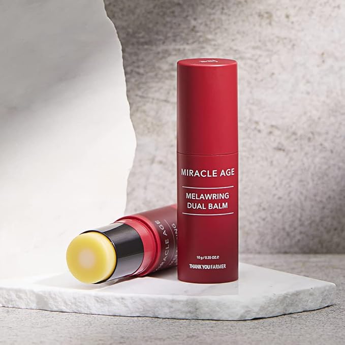 THANKYOU FARMER Miracle Age Melawring Dual Balm, Korean Eye Cream for Face, Fast-absorbing Anti Wrinkle Balm Stick, Crows Feet Eye treatment Product, Fine Lines Lifting, 0.35oz