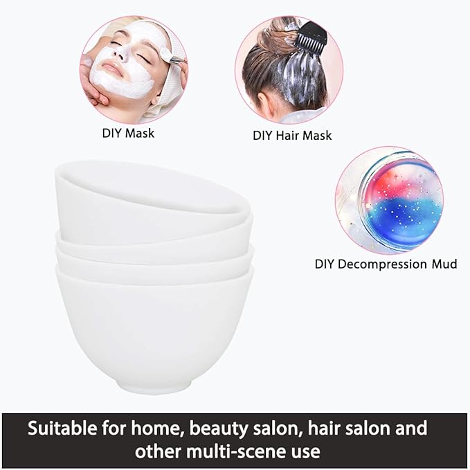 4 Piece Silicone Mixing Bowl Set, 3.93-Inch Microwaveable Silicone Bowls, Facial Bowls for Aestheticians, for Facial Masks, Mud Masks and Other Skin Care Products