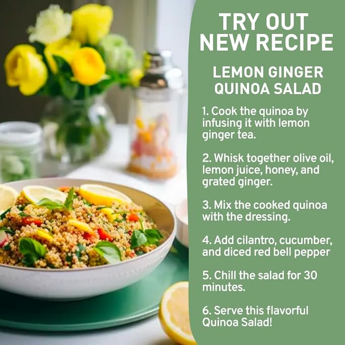 HANDPICK, Lemon Ginger Herbal Tea, Eco-conscious Tea Bags - 100 Pyramid Tea Bags | 100% Natural Ingredients, Hand-made Blend of Lemon & Ginger | Caffeine Free, Gluten Free | No Artificial Ingredients