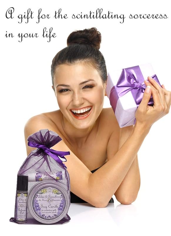 Lilac & Gooseberry Gift Set | Perfume with Soy Candle Tin and Lip Balm | Full Size Products | Yennefer Scent of a Sorceress by Bella Des Natural Beauty