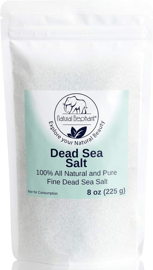 Natural Elephant Dead Sea Bath Salt | 8oz Travel Size | 100% Natural and Pure | Fine Grain | Ideal for Baths and Soaks