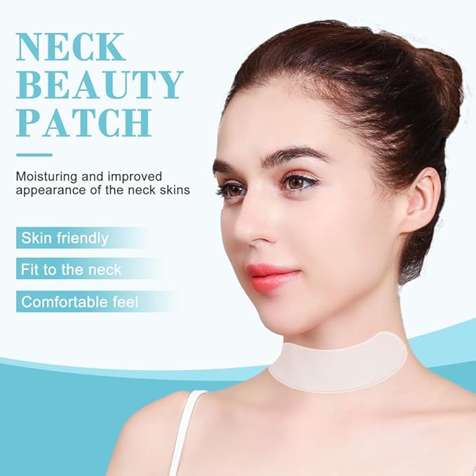 Neck Wrinkle Patches, Reusable Hydrogel Anti Aging Facial Pads, Hypoallergenic Silicone Gel Sleep Tape, Smooth Fine Lines,Mask for Skin Tightening and Firming,Crepe Erase and Neck Lift (neck-2 Pcs)