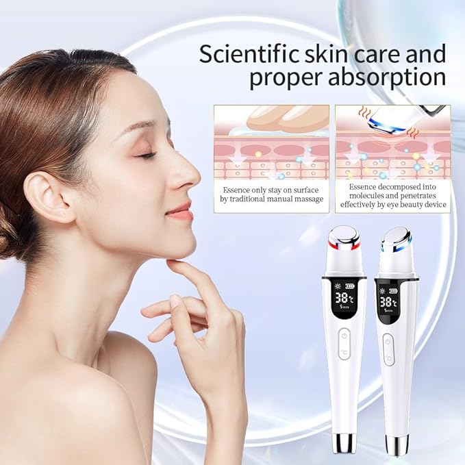 Eye Massage Wand,Vibration and Warm,Reducing Fine Lines, Dark Circles, Eye Bags Eyes Puffiness