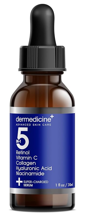 5 in 1 Potent Face Serum with Retinol, Vitamin C, Collagen, Hyaluronic Acid, Niacinamide | May Help Improve Appearance of Fine Lines and Reduce Appearance of Dark Spots | 1 fl oz / 30 ml