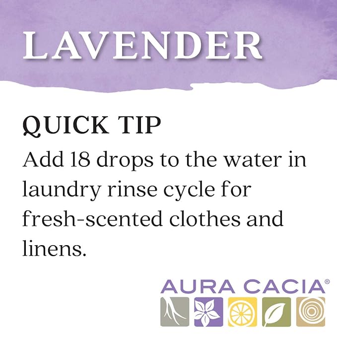 Aura Cacia 100% Pure Lavender Essential Oil, 0.5 fl. oz, Calm Relaxing Aroma, Therapeutic Grade, Ethically Sourced Lavender