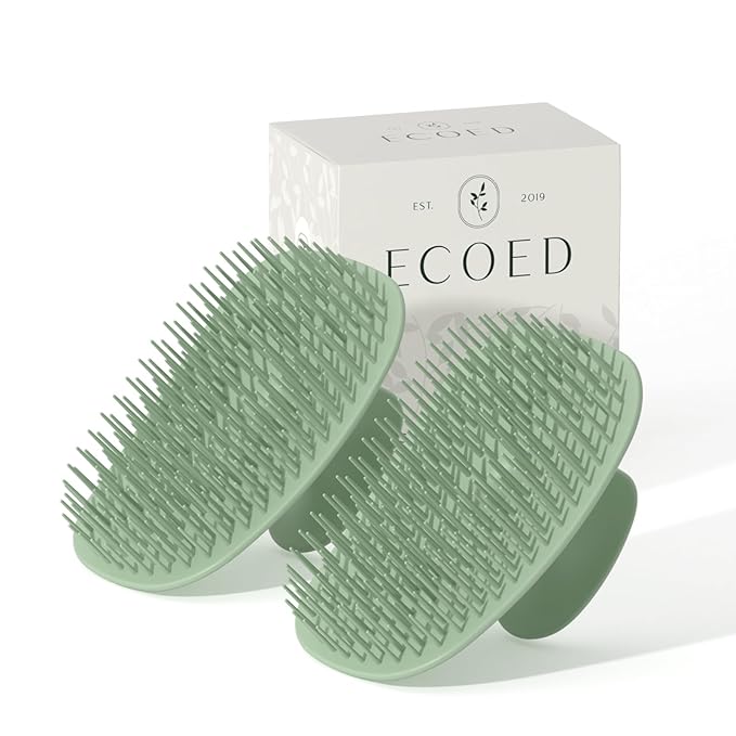 2 PC Scalp Massager Shampoo Brush, Scalp Scrubber & Exfoliator for Dandruff Removal, Wet & Dry and Detangler for Men and Women, Suitable for Short Medium Hair (Green)