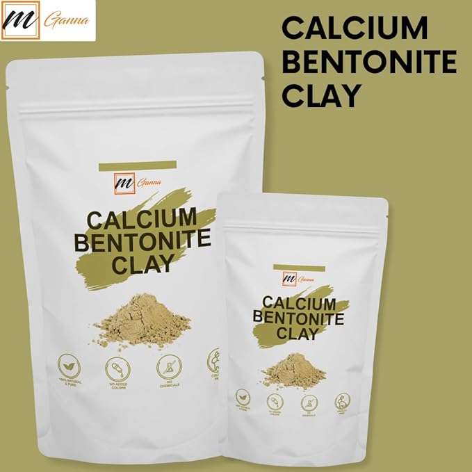 100% Natural Calcium Bentonite Clay Powder for Facial Masks, Creams, Body Wraps and Soap Making 0.5 LBS / 227 GMS
