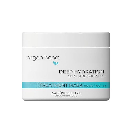 AMAZONICA BELEZA Argan Oil Hair Mask for Intense Moisturizing and Nourishment, Hydrate & Repair Moisture Hair Mask for Dry Hair, Mascarilla Hidratante con Vitamina E,10. Oz