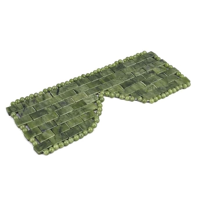 Jade Eye Mask,Large Facial Cooling Mask with 100% Real Jade for Hot & Cold Therapy,Green Stone Facial Eyes Sleeping Mask Relief Eye Cover